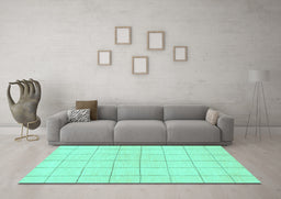 Machine Washable Solid Turquoise Modern Area Rugs in a Living Room,, wshabs1514turq