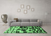 Machine Washable Abstract Emerald Green Modern Area Rugs in a Living Room,, wshabs1515emgrn