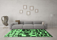 Machine Washable Abstract Emerald Green Modern Rug, wshabs1515emgrn