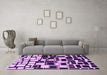 Machine Washable Abstract Purple Modern Area Rugs in a Living Room, wshabs1515pur