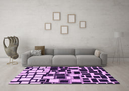 Machine Washable Abstract Purple Modern Area Rugs in a Living Room, wshabs1515pur