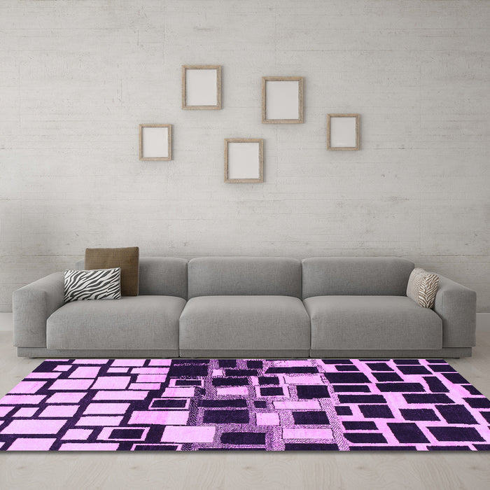 Machine Washable Abstract Purple Modern Area Rugs in a Living Room, wshabs1515pur