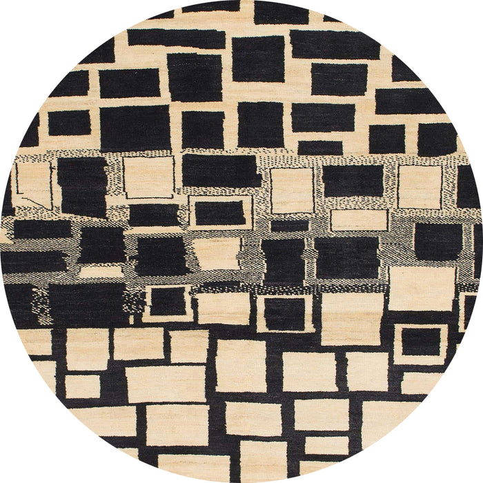 Round Abstract Charcoal Black Modern Rug, abs1515