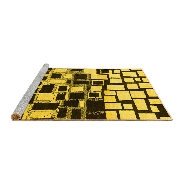Sideview of Machine Washable Abstract Yellow Modern Rug, wshabs1515yw