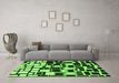 Machine Washable Abstract Green Modern Area Rugs in a Living Room,, wshabs1515grn