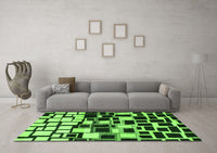 Machine Washable Abstract Green Modern Rug, wshabs1515grn