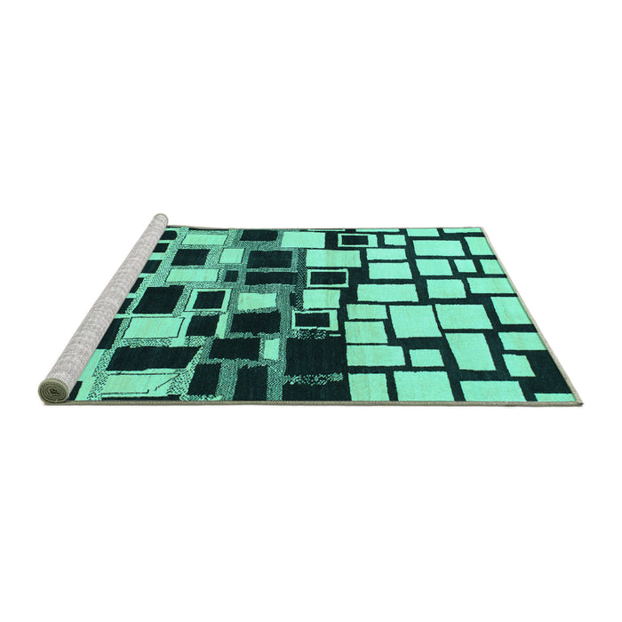 Sideview of Machine Washable Abstract Turquoise Modern Area Rugs, wshabs1515turq