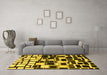 Machine Washable Abstract Yellow Modern Rug in a Living Room, wshabs1515yw