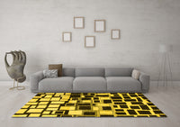 Machine Washable Abstract Yellow Modern Rug, wshabs1515yw