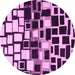 Round Abstract Pink Modern Rug, abs1515pnk