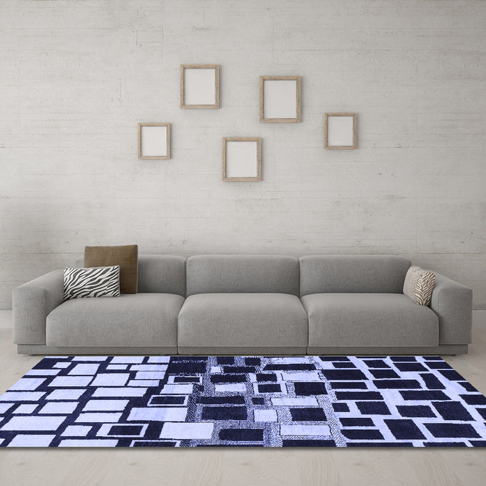 Machine Washable Abstract Blue Modern Rug in a Living Room, wshabs1515blu