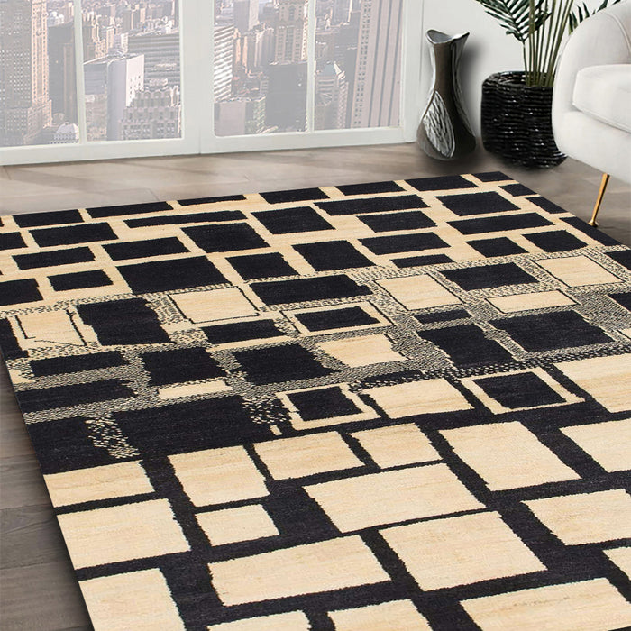 Abstract Charcoal Black Modern Rug in Family Room, abs1515