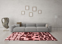 Machine Washable Abstract Red Modern Rug, wshabs1515red