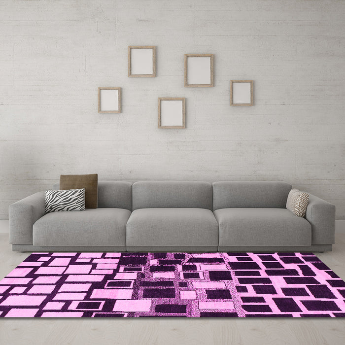 Machine Washable Abstract Pink Modern Rug in a Living Room, wshabs1515pnk