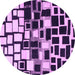 Round Machine Washable Abstract Purple Modern Area Rugs, wshabs1515pur