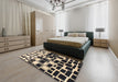 Abstract Charcoal Black Modern Rug in a Bedroom, abs1515