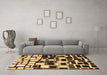 Machine Washable Abstract Brown Modern Rug in a Living Room,, wshabs1515brn