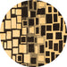 Round Abstract Brown Modern Rug, abs1515brn