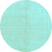 Round Machine Washable Solid Light Blue Modern Rug, wshabs1516lblu