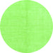 Round Machine Washable Solid Green Modern Area Rugs, wshabs1516grn