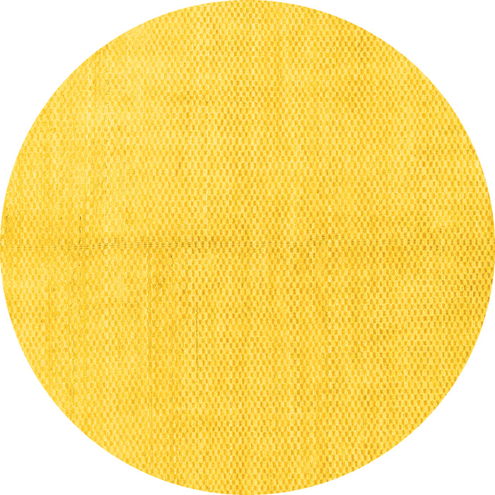 Round Machine Washable Solid Yellow Modern Rug, wshabs1516yw