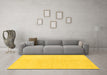 Machine Washable Solid Yellow Modern Rug in a Living Room, wshabs1516yw