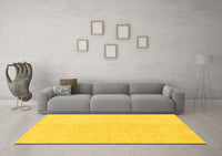 Machine Washable Solid Yellow Modern Rug, wshabs1516yw