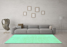 Machine Washable Solid Turquoise Modern Area Rugs in a Living Room,, wshabs1516turq
