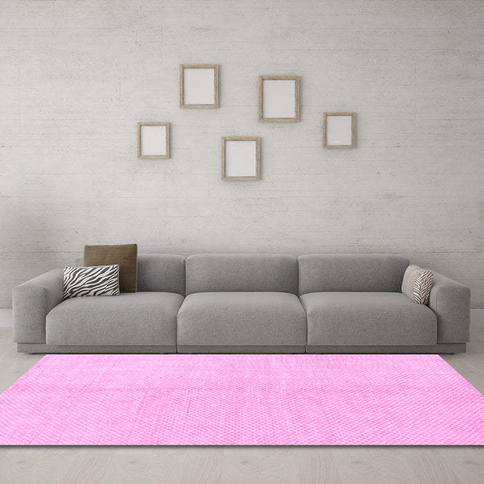 Machine Washable Solid Pink Modern Rug in a Living Room, wshabs1516pnk