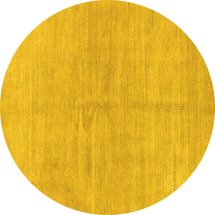 Round Abstract Yellow Modern Rug, abs1517yw