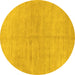 Round Abstract Yellow Modern Rug, abs1517yw