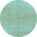 Round Abstract Light Blue Modern Rug, abs1517lblu