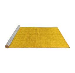 Sideview of Machine Washable Abstract Yellow Modern Rug, wshabs1517yw