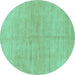 Round Abstract Turquoise Modern Rug, abs1517turq