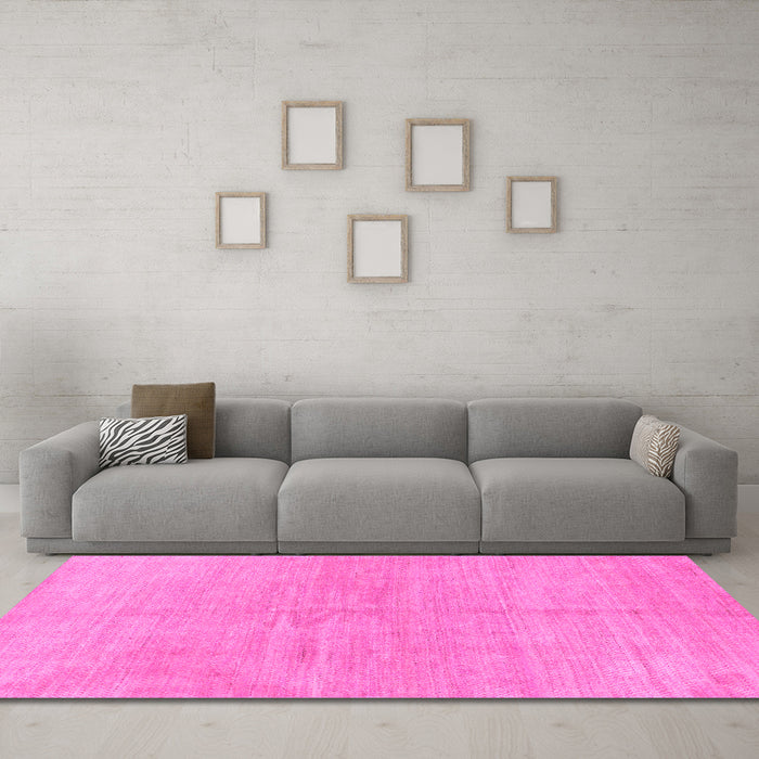 Machine Washable Abstract Pink Modern Rug in a Living Room, wshabs1517pnk