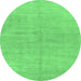 Round Abstract Emerald Green Modern Rug, abs1517emgrn