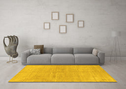 Machine Washable Abstract Yellow Modern Rug in a Living Room, wshabs1517yw