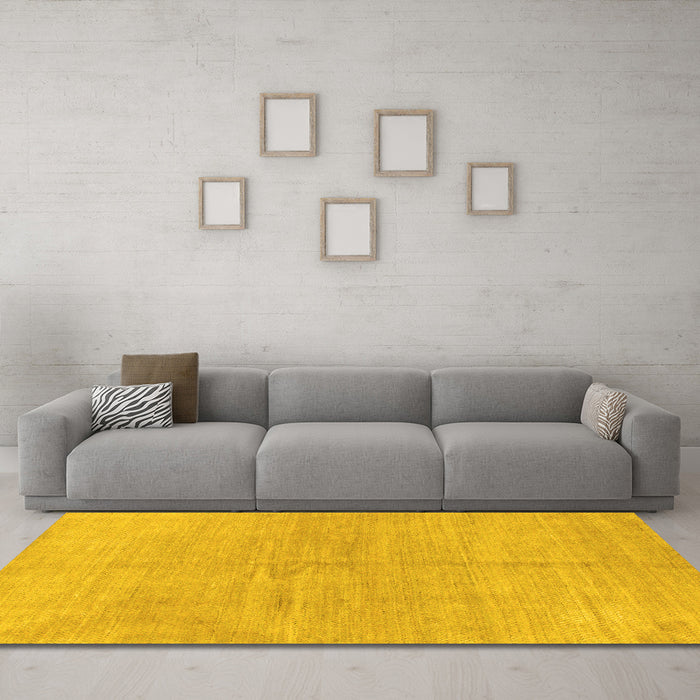 Machine Washable Abstract Yellow Modern Rug in a Living Room, wshabs1517yw