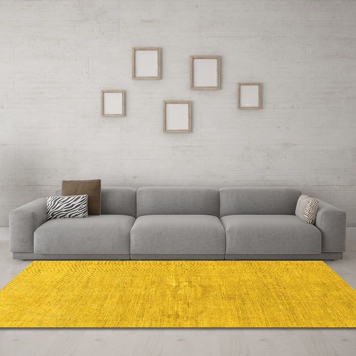 Machine Washable Abstract Yellow Modern Rug in a Living Room, wshabs1518yw