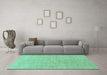 Machine Washable Abstract Turquoise Modern Area Rugs in a Living Room,, wshabs1518turq