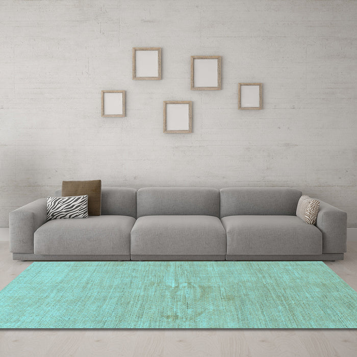 Machine Washable Abstract Light Blue Modern Rug in a Living Room, wshabs1518lblu