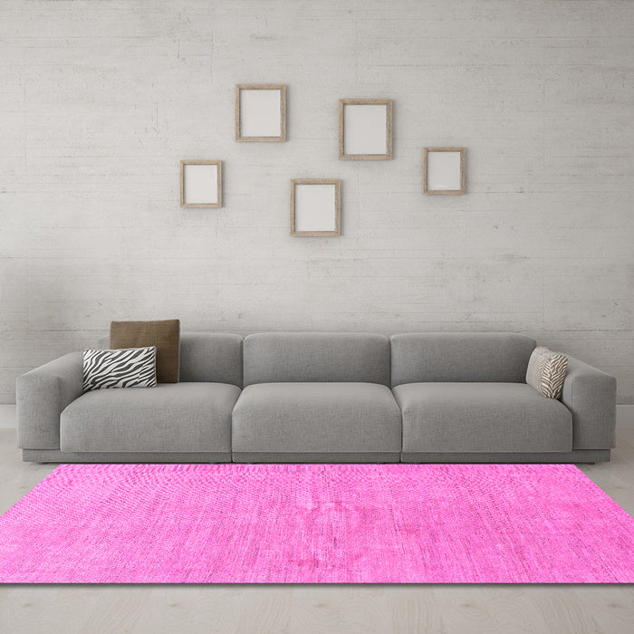 Machine Washable Abstract Pink Modern Rug in a Living Room, wshabs1518pnk