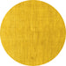 Round Machine Washable Abstract Yellow Modern Rug, wshabs1518yw