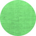 Round Abstract Emerald Green Modern Rug, abs1518emgrn