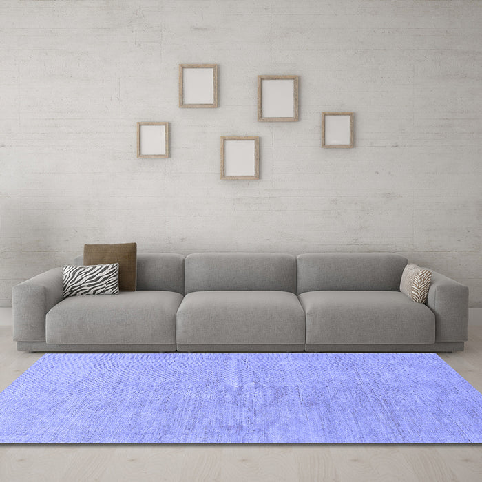 Machine Washable Abstract Blue Modern Rug in a Living Room, wshabs1518blu