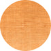 Round Machine Washable Abstract Orange Modern Area Rugs, wshabs1518org