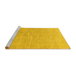 Sideview of Machine Washable Abstract Yellow Modern Rug, wshabs1518yw