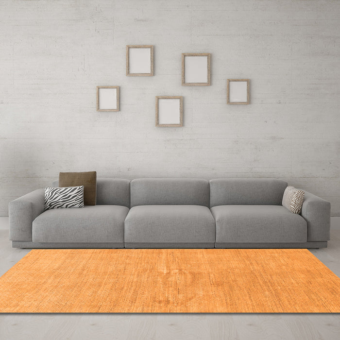 Machine Washable Abstract Orange Modern Area Rugs in a Living Room, wshabs1518org