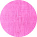 Round Machine Washable Abstract Pink Modern Rug, wshabs1518pnk