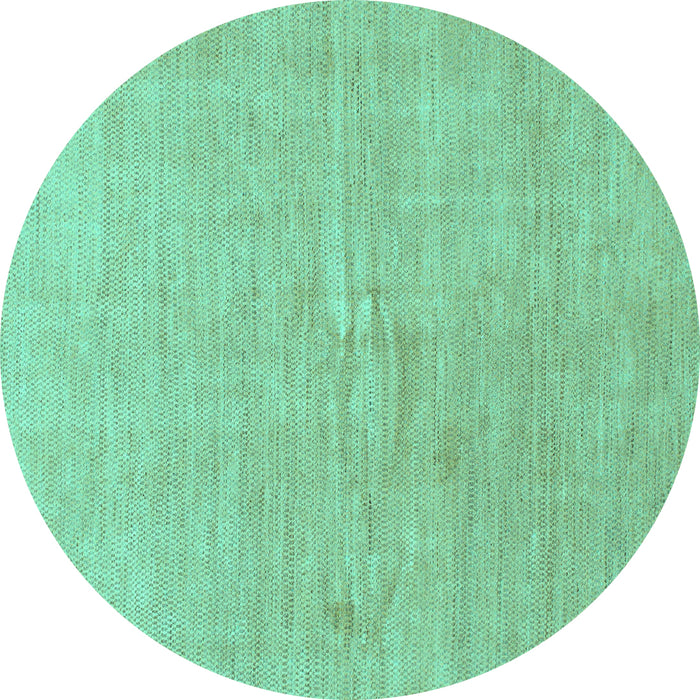 Round Abstract Turquoise Modern Rug, abs1518turq